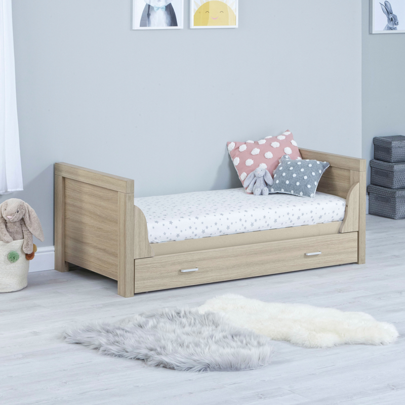 Luno Cot Bed with Drawer - Oak - Cot Bed