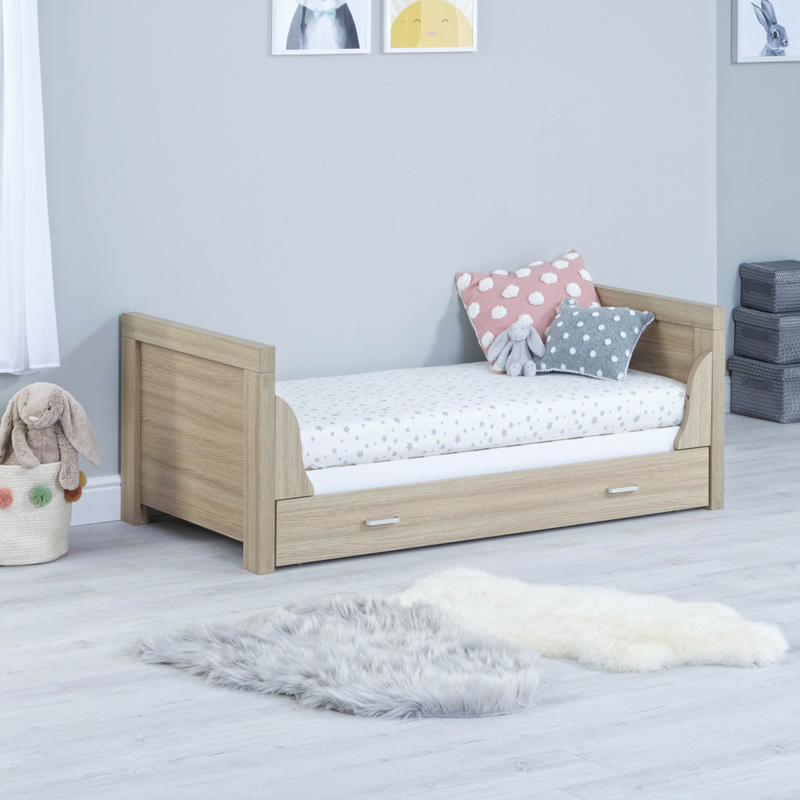 Luno Cot Bed with Drawer - White Oak - Cot Bed