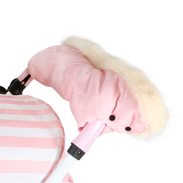 My Babiie Fur Trimmed Pushchair Handmuff – Baby Pink
