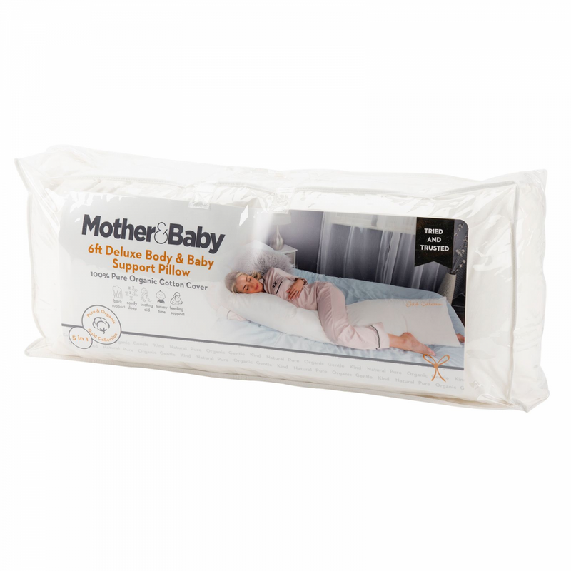 MOTHER&amp;BABY GOTS ORGANIC COTTON 6FT DELUXE BABY AND BODY SUPPORT PILLOW -