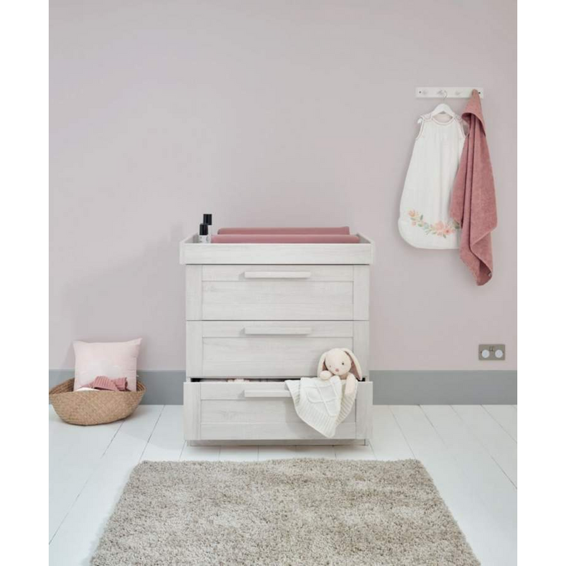 Mamas & Papas Atlas Cot bed, Dresser & Wardrobe- Nimbus White