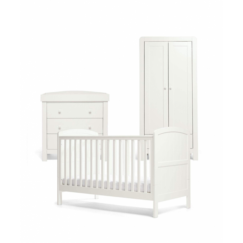 Mamas & Papas Dover Cotbed Range (Cotbed, Dresser & Wardrobe)-White