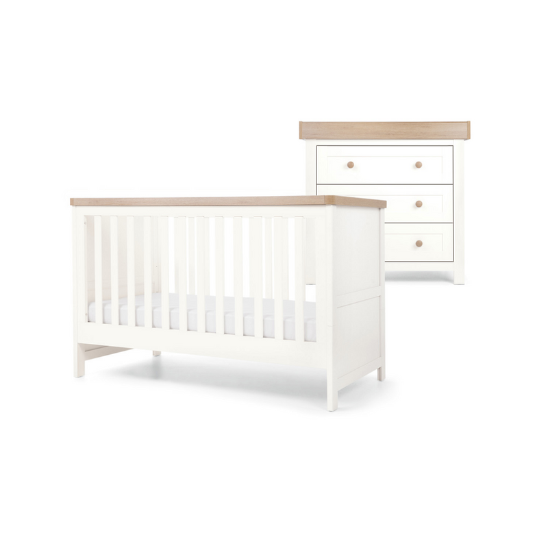 Mamas & Papas Keswick Set (Cot Bed & Dresser) – White Oak