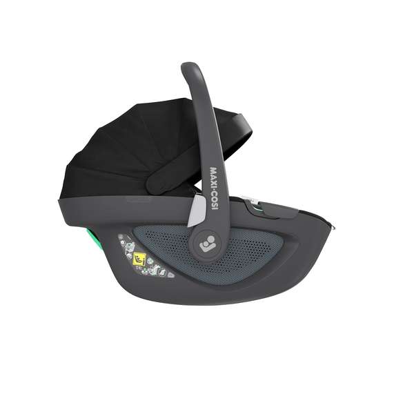 Maxi Cosi Pebble 360 i-Size Car Seat - Essential Black - Side View - Canopy