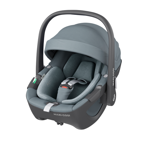 Maxi Cosi Pebble 360 i-Size Car Seat - Essential Grey - Angled View - Canopy