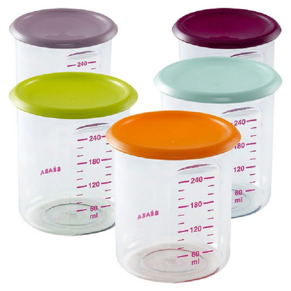 Beaba Maxi Portion Food Jars 300ml – Assorted Colours Gipsy/Pastel