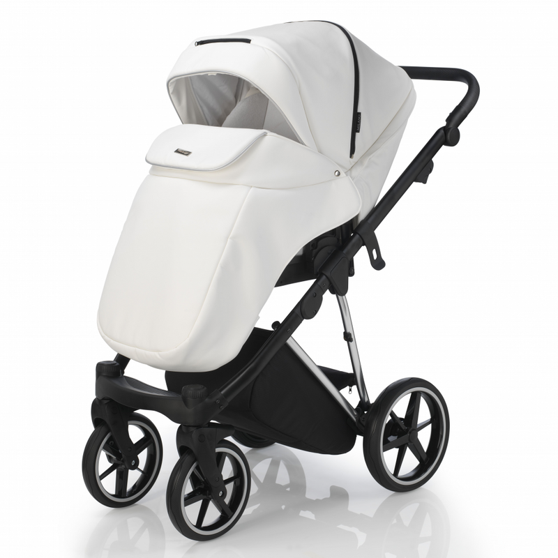 Mee-Go New Milano Special Edition Travel System - White Leatherette- Footmuff