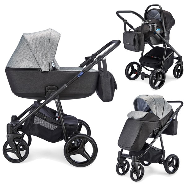 Mee-go Santino 3-in-1 Travel System Package – Black/Pepper Grey