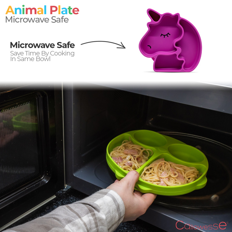 Callowesse Silicone Animal Plate- Unicorn- Microwave Safe