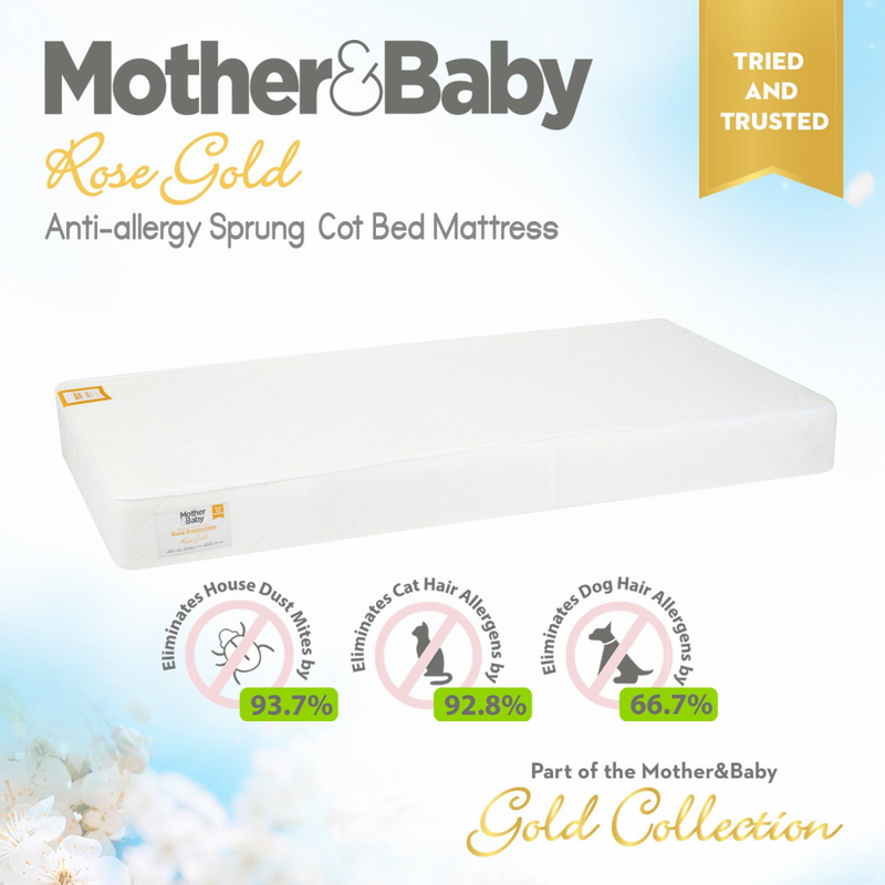 Cuddleco Juliet Cot Bed and Mother & Baby Rose Gold Sprung Mattress – White