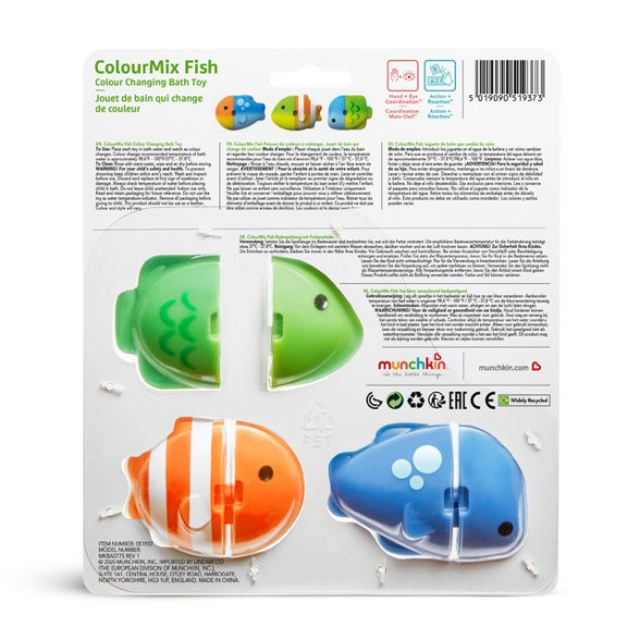 Munchkin Colourmix Fish Colour Changing Bath Toy - Back of Box
