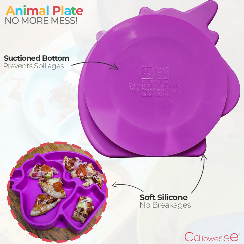Callowesse Silicone Animal Plate- Unicorn- Suctioned Bottom