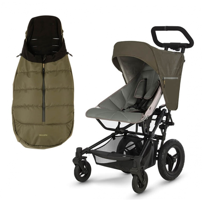 Micralite FastFold Stroller, Essential Colour Pack and Footmuff – Khaki