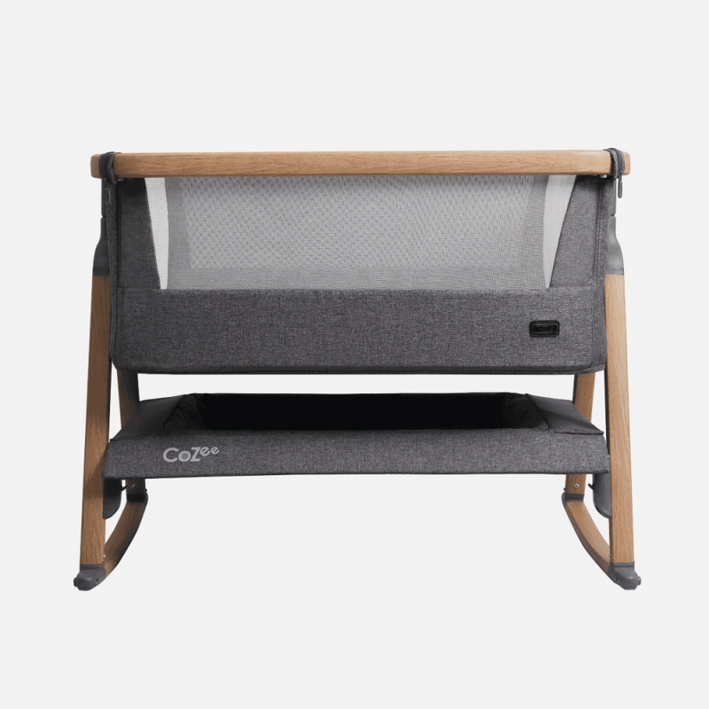 Tutti Bambini CoZee Air Bedside Crib - Oak and Charcoal front