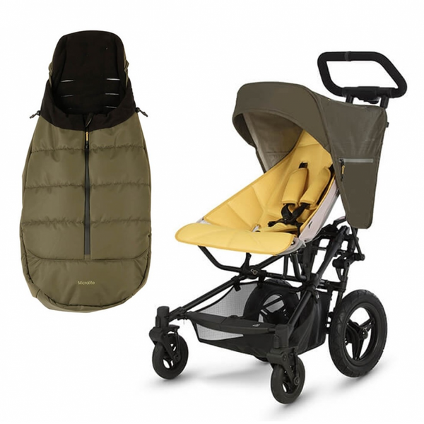 Micralite FastFold Stroller, Essential Colour Pack and Footmuff – Saffron/Khaki