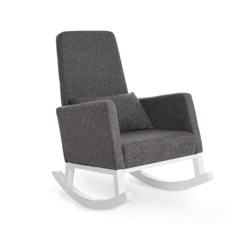 Obaby High Back Rocking Chair – White with Grey Cushion