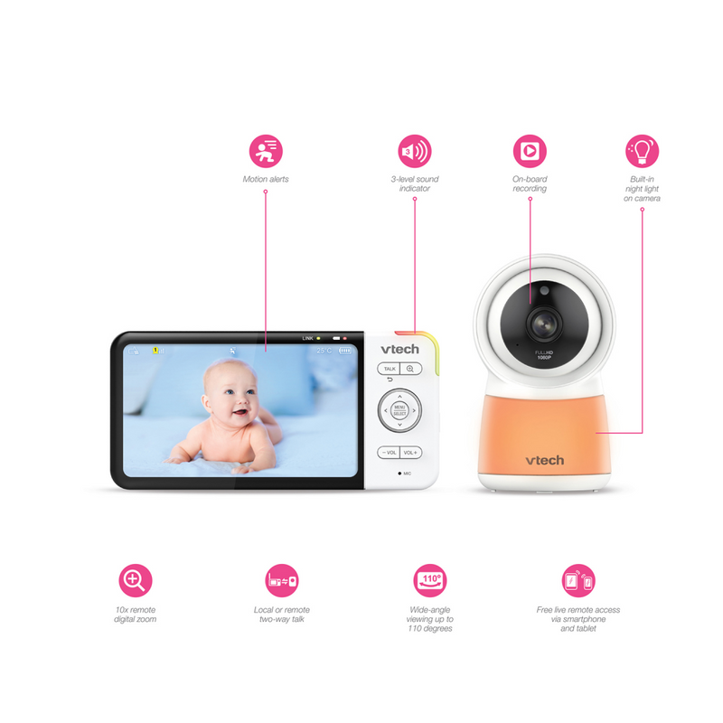 VTech RM5754HD 5" Smart Wi-Fi Enabled Video Baby Monitor