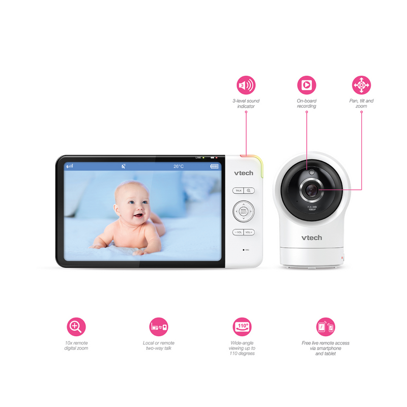 VTech RM7764HD 7" Smart Wi-Fi Enabled Video Baby Monitor