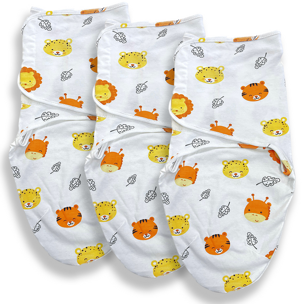 Callowesse Newborn Baby Swaddle - 0-3 Months - Safari Friends - Pack of 3