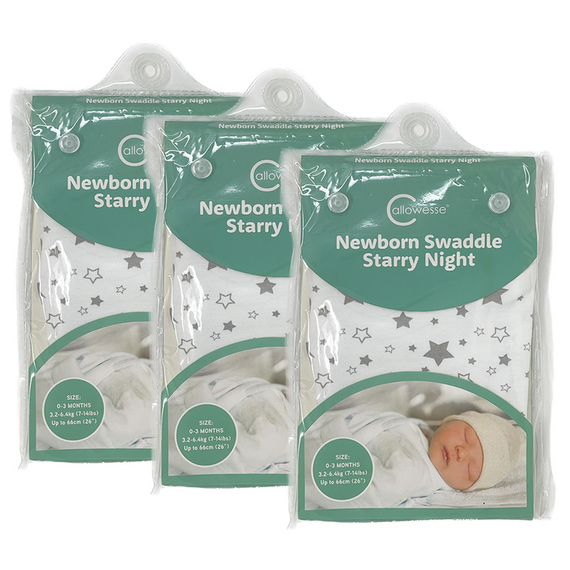 Callowesse Newborn Baby Swaddle - 0-3 Months - Starry Night - Pack of 3