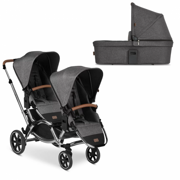 ABC Design Zoom Double Tandem Pushchair & Carrycot – Asphalt