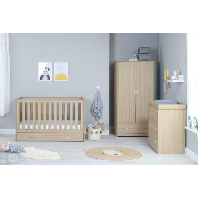 Babymore Veni 3 Piece Room Set with Drawer – Oak