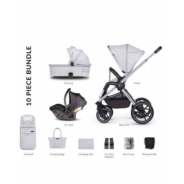 Venicci Tinum 2.0 3 in 1 Travel System with Ultralite Car Seat in Grey- City Grey