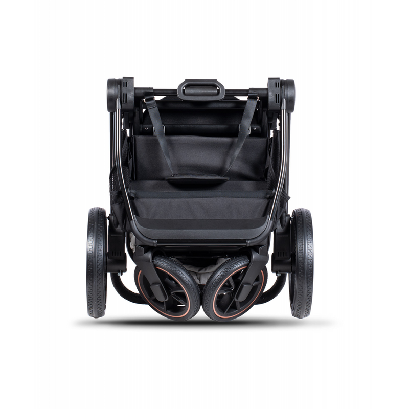 Venicci Tinum Special Edition 3 in 1 Travel System - Stylish Black (10 Piece Bundle) - Folded Front