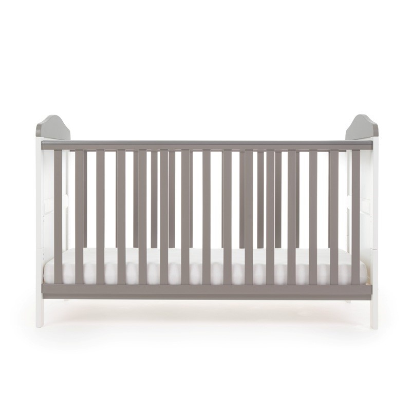 Whitby Cot Bed- White with Taupe Grey- Cot Lowest Setting