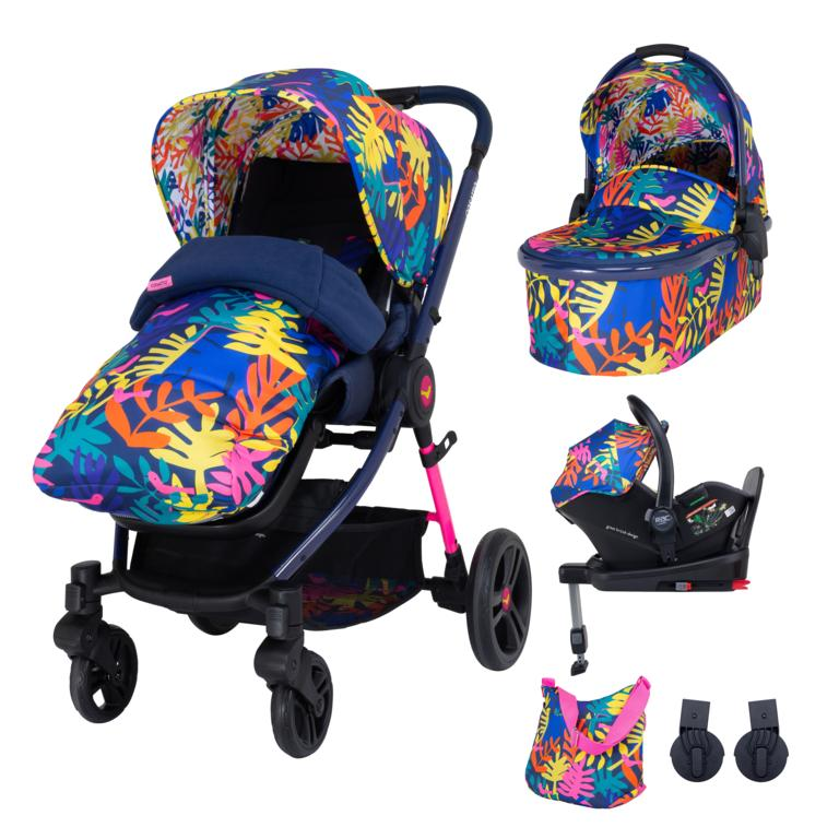 Cosatto Wowee Everything 3 in 1 Travel System Bundle (Incl. i-Size 0+ Car Seat & Base) - Club Tropicana
