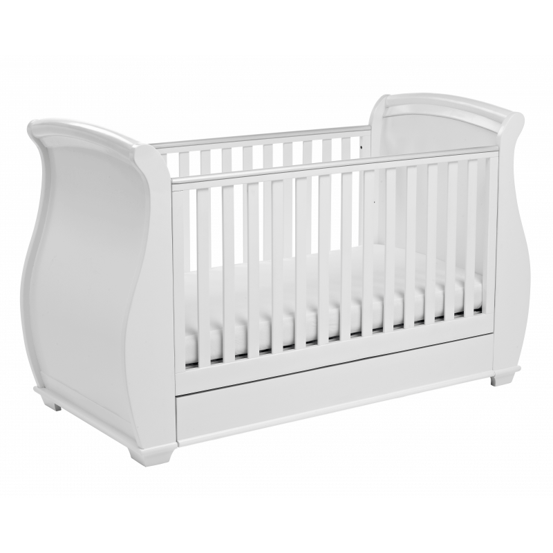 Babymore Bel Sleigh 3 Piece Room Set With Deluxe Mattress– White