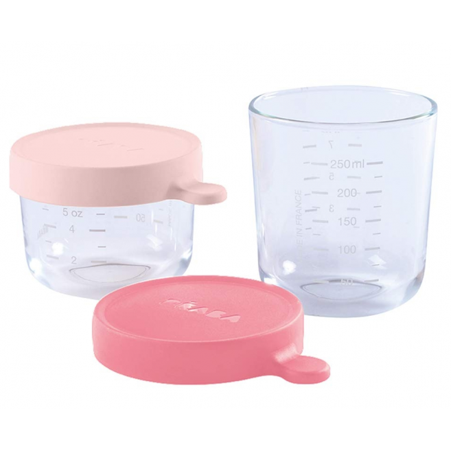 Beaba Baby Portion and Maxi Portion Conservation Jar Set – Pack of Two – Pink