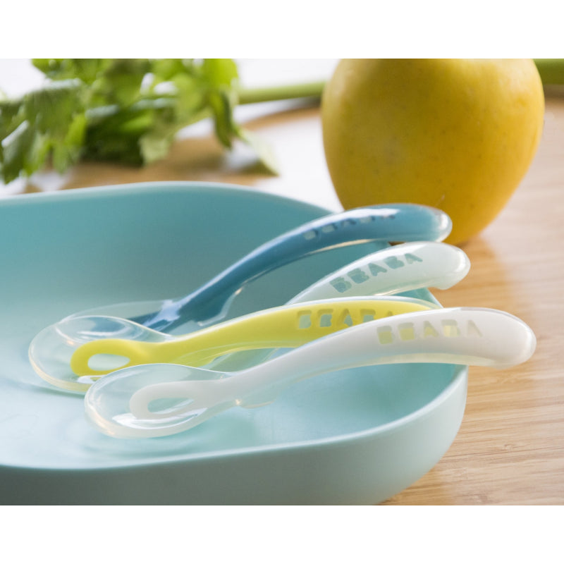 Beaba 2nd Age Silicone Spoons - Set of 4, Assorted Colours