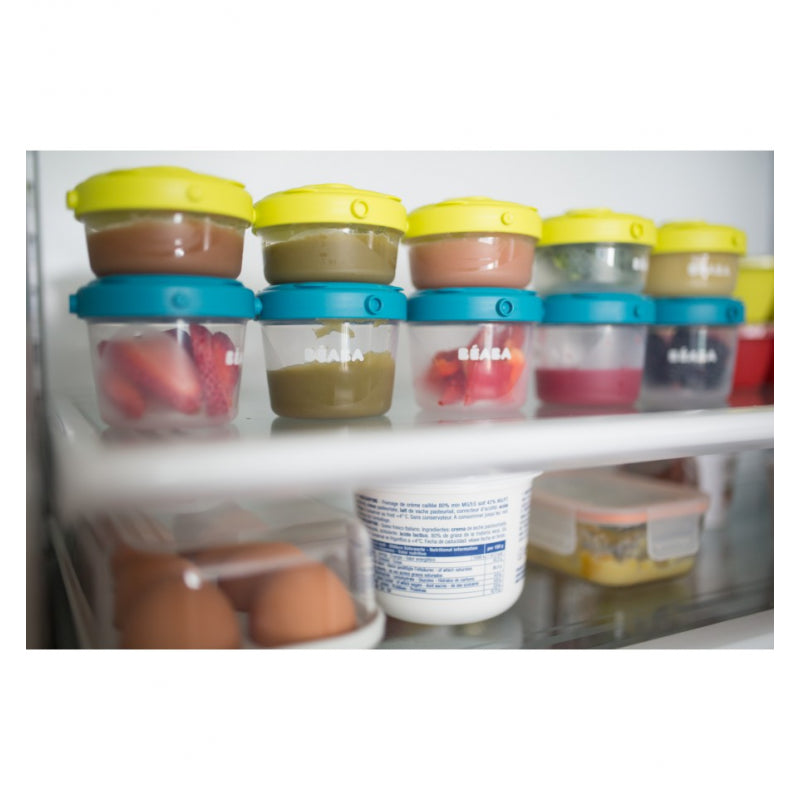 Beaba Set of 6 Food Conservation Jars 60ml & 120ml  - Blue/Neon