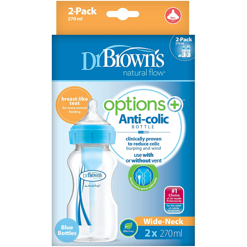 Dr Browns Options + 270ml Bottle 2 Pack – Blue