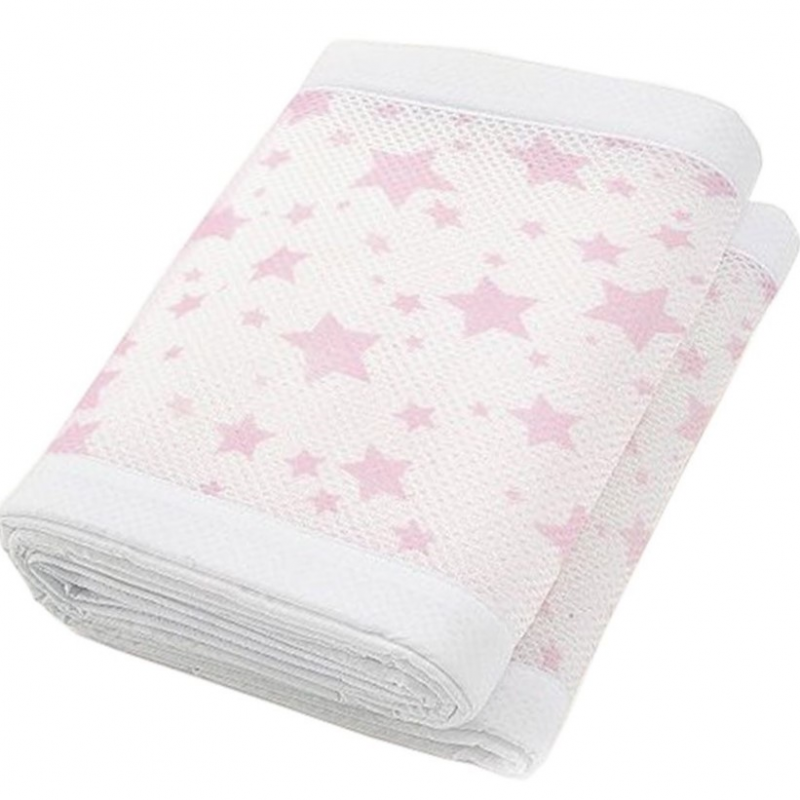 BreathableBaby Four- Sided Mesh Cot Liner – Twinkle Pink