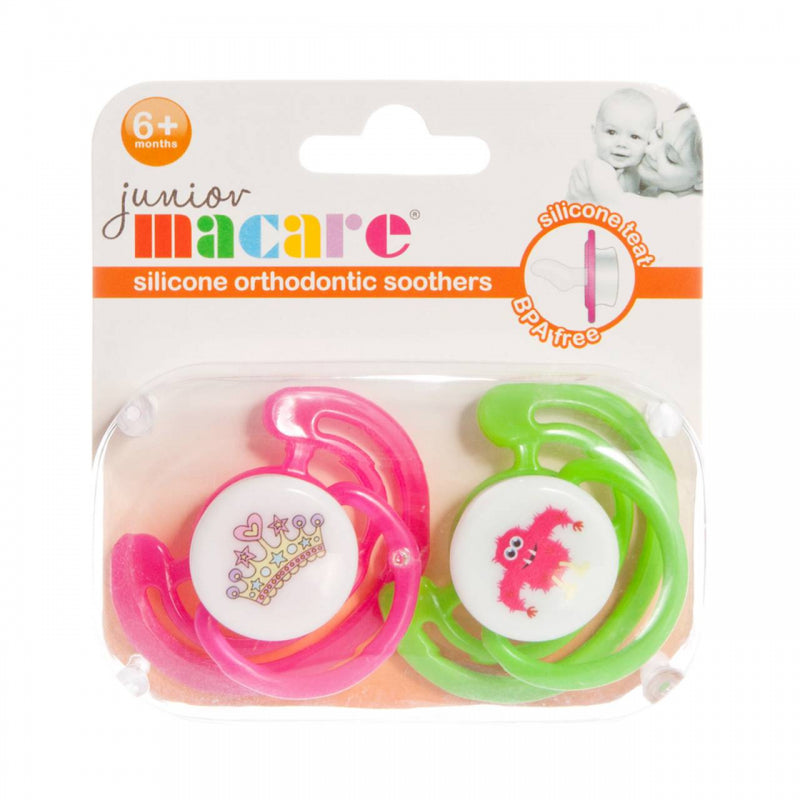 Junior Macare Silicone Orthodontic Soothers - 6m+ - Twin Pack