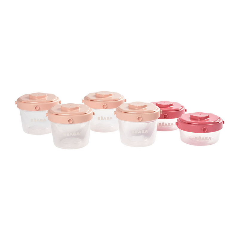 Beaba Clip Portions Weaning Storage Containers – 1st Stage – Set of 6 – Pink