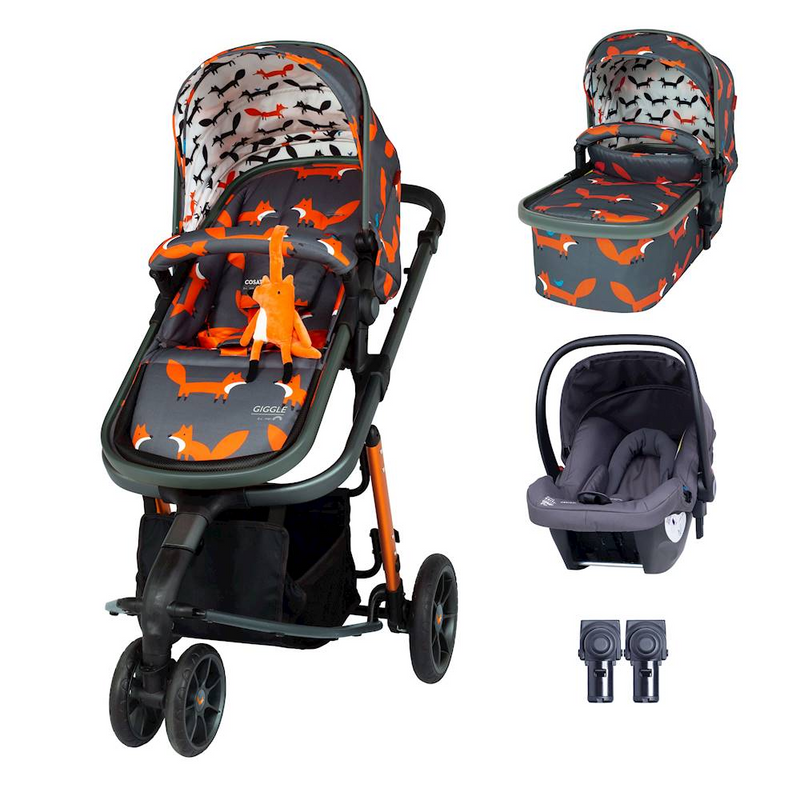 Cosatto Giggle 3 Travel System & Hold Group 0+ Car Seat Bundle – Charcoal Mister Fox