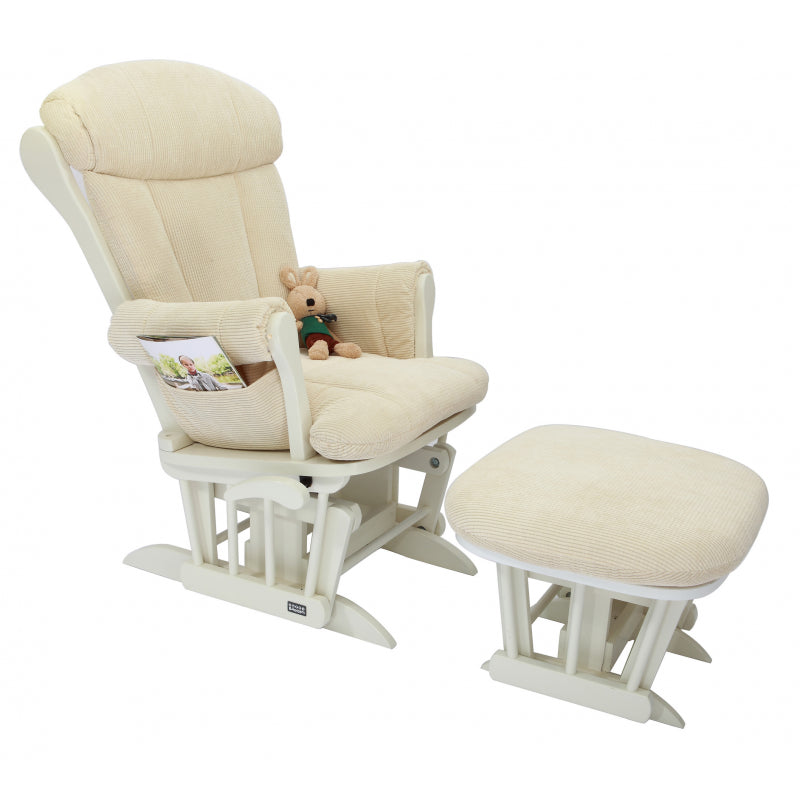 Tutti Bambini Rose Glider Chair and Stool - White