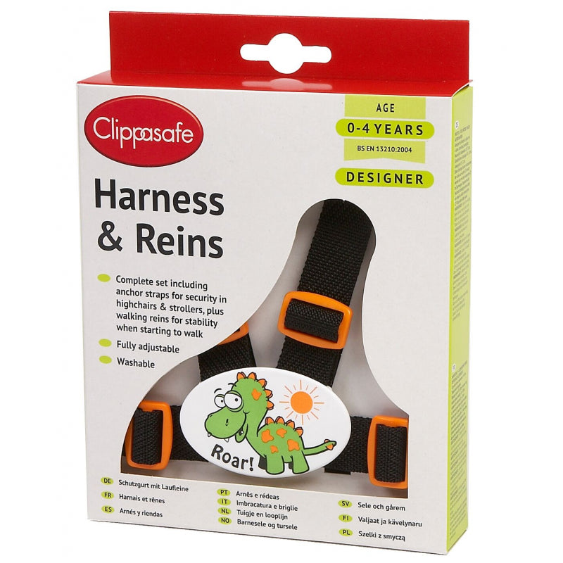Clippasafe Harness and Reins - Designer Dinosaur
