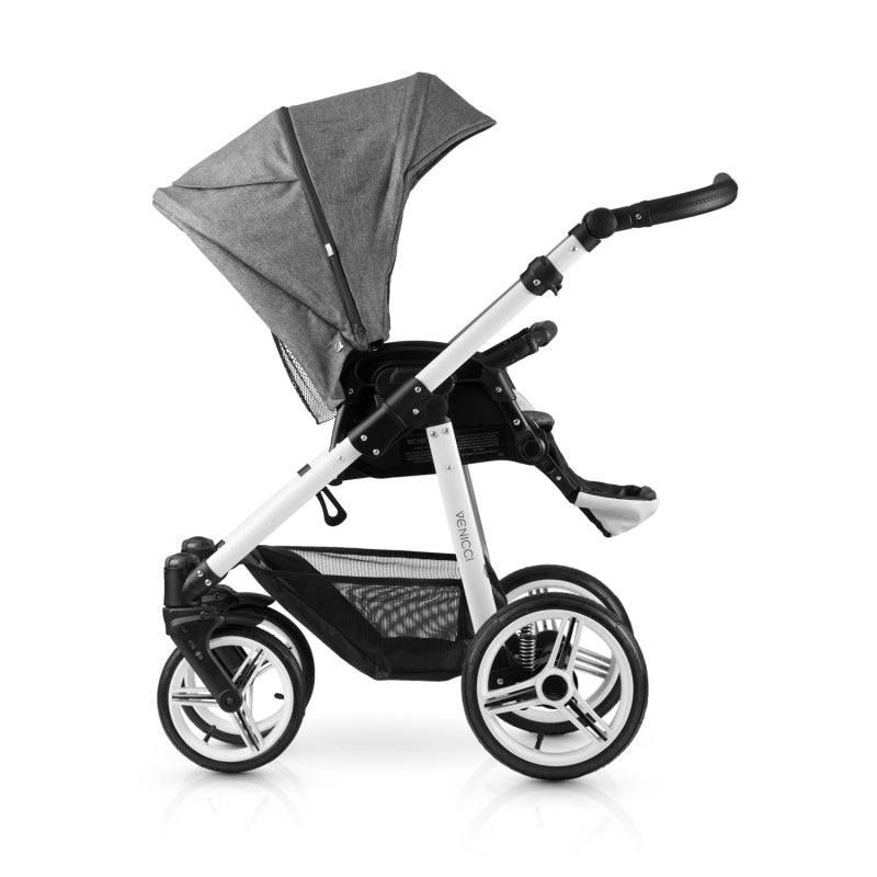 Venicci Pure 3 in 1 Travel System and ISOFIX Base (10 Piece Bundle) - Denim Grey