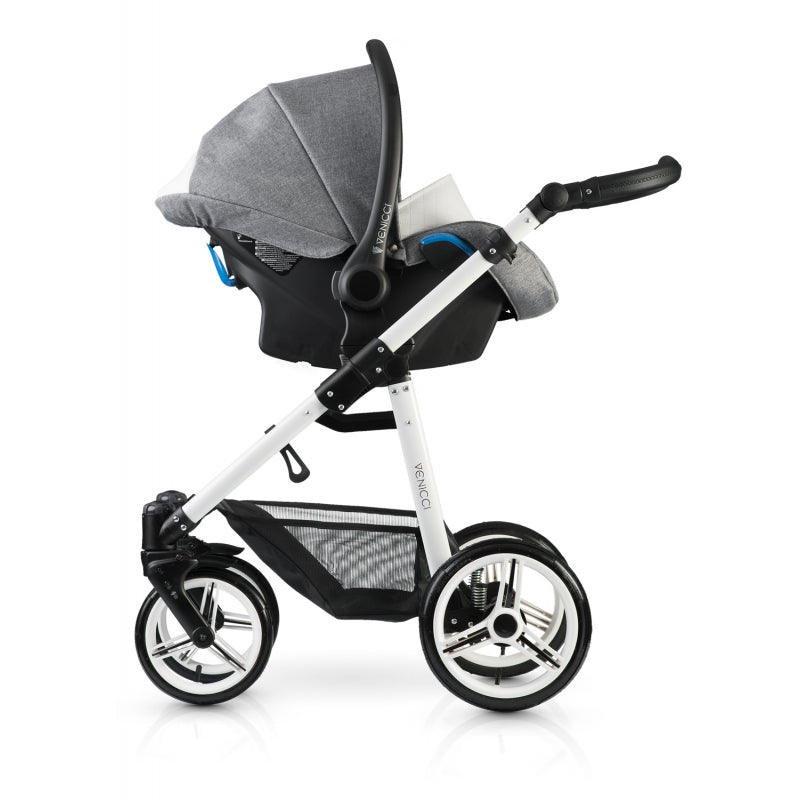 Venicci Pure 3 in 1 Travel System and ISOFIX Base (10 Piece Bundle) - Denim Grey