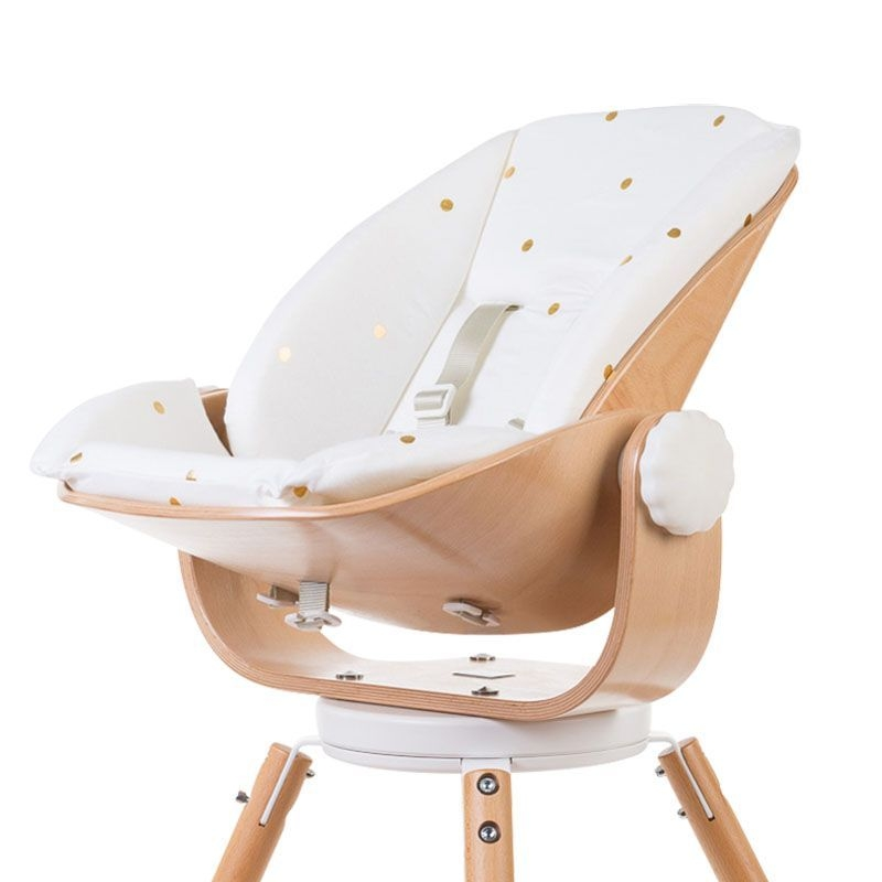 Childhome Evolu 2 Highchair with Newborn Seat, Cushion and Rocking Bars – White