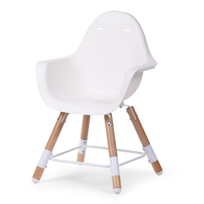 Childhome Evolu 2 Highchair with Newborn Seat and Cushion - White