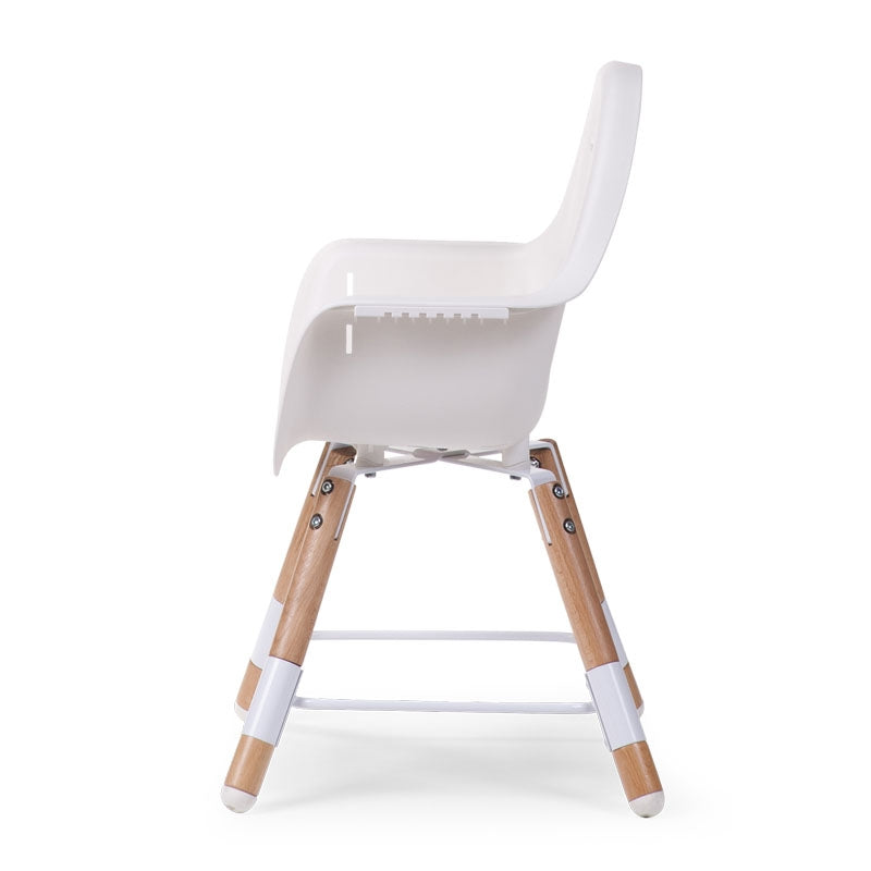 Childhome Evolu 2 Highchair with Newborn Seat, Cushion, Rocking Bars and Tray - White