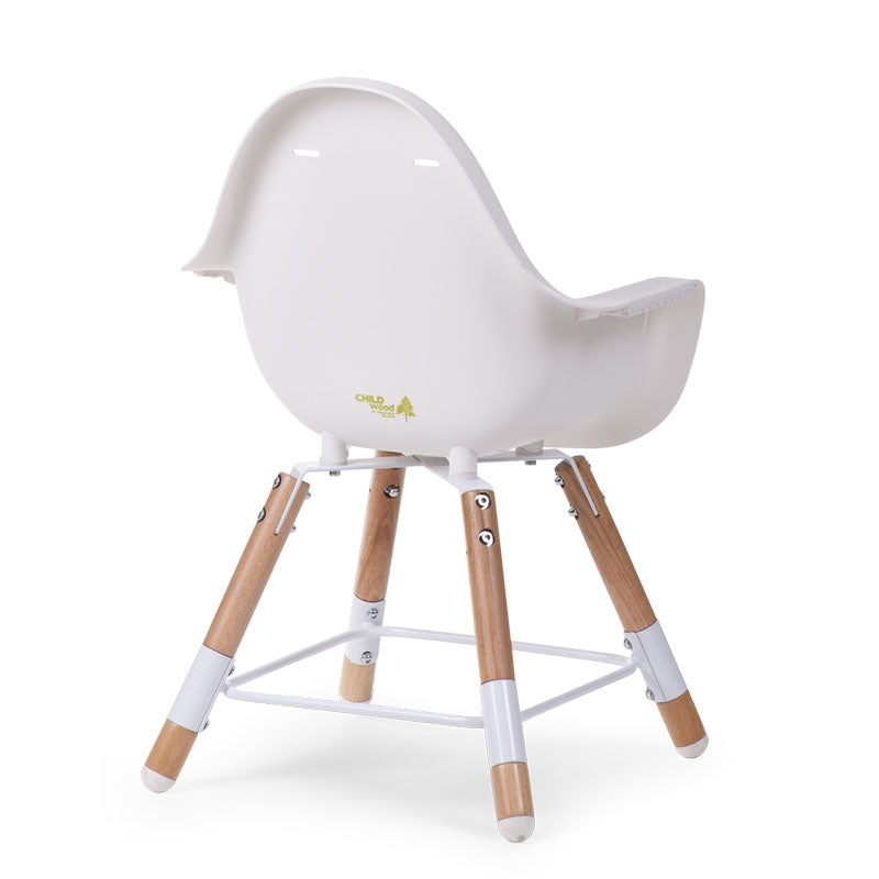 Childhome Evolu 2 Highchair with Newborn Seat, Cushion, Rocking Bars and Tray - White