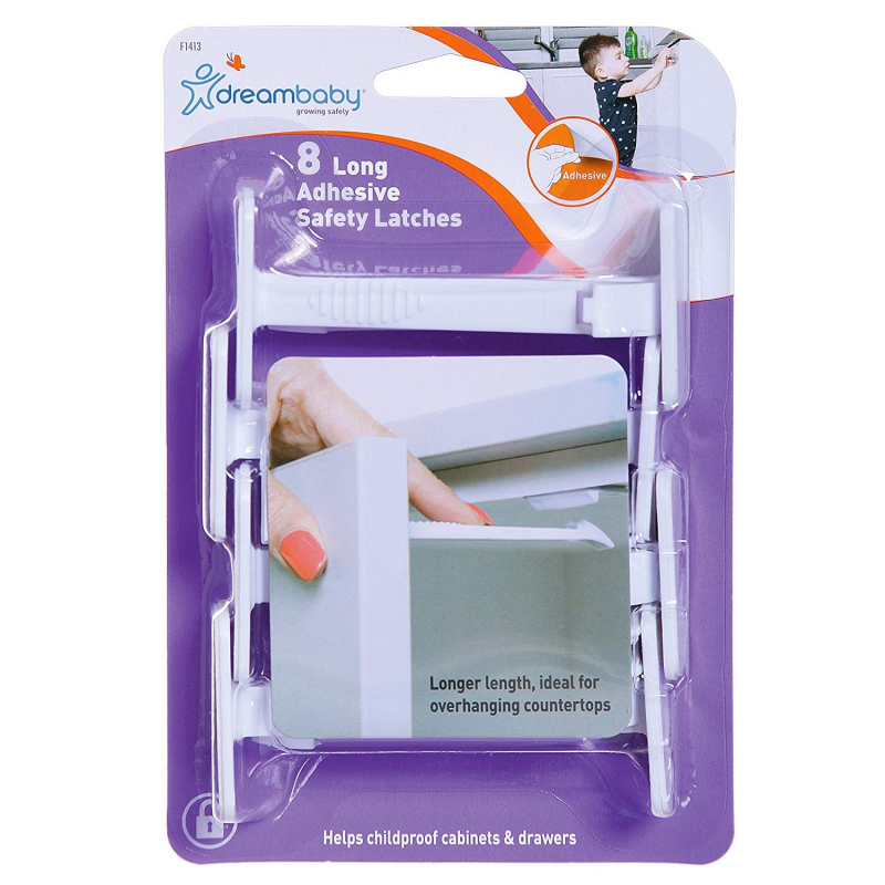 Dreambaby Long Adhesive Safety Latches – Pack of 8