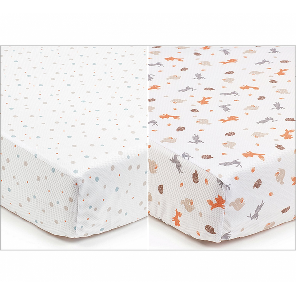 BreathableBaby Superdry – Fitted Sheet for Cot Bed – Twin Pack – Enchanted Forest