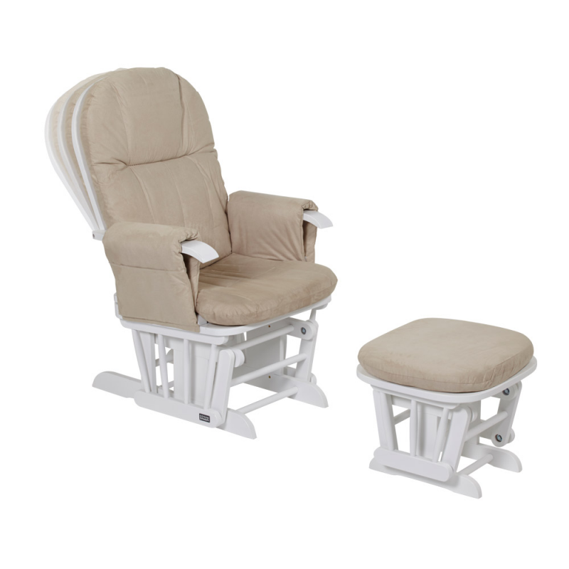 Tutti Bambini Reclining Glider Chair and Stool – White